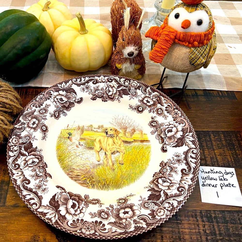 Spode Woodland Yellow Labrador Dinner Plate- Never Used!